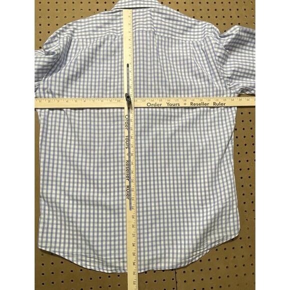 Sanfort LS Button Up Shirt Mens 16/41 Peter Elliot French Cuff Italy Plaid Blue - Picture 6 of 9